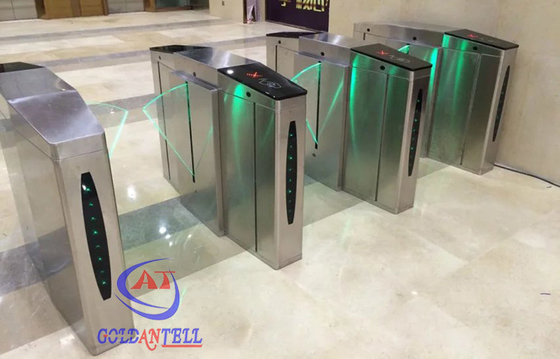 Double Core Fingerprint Biometric Turnstile Gate , Fast Pass Flap Barrier Turnstile With Software