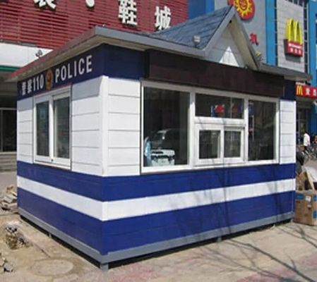 Color Steel Prafab Mobile Sentry Box For Police Working Desk , Electricity , Light