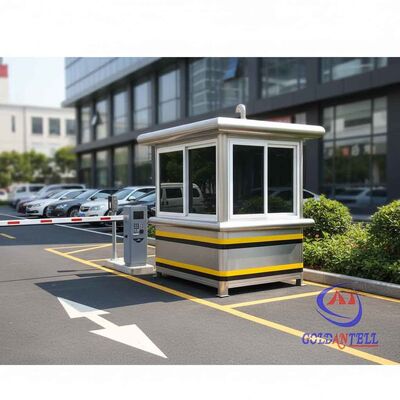 Gray Single Room Stainless Steel Ticket Kiosk Booth Including Option Drainage System and Electricity Fittings Perfect for Ticket Management