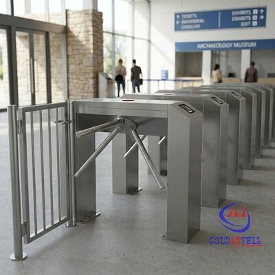 Portable Mobile Tripod Turnstile 304 Stainless Steel RFID QR Access Control Gate for Temporary Events and Festivals CE