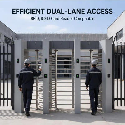 Outdoor Security Dual Lane Full Height Turnstile 304 Edelstahl RFID-Karte Gesichtserkennung